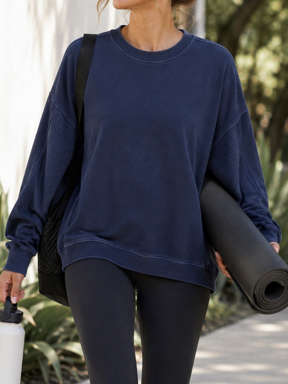 Aerie Oversized Crewneck Slouchy Pullover Sweatshirt Lounge Navy Small